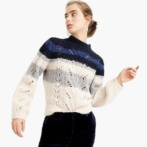 J. Crew Point Sur Pointelle Knit Colorblock Sweater
